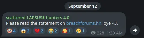 The End of an Era: Scattered Lapsus$ Hunters Announces Retirement from Cybercrime
