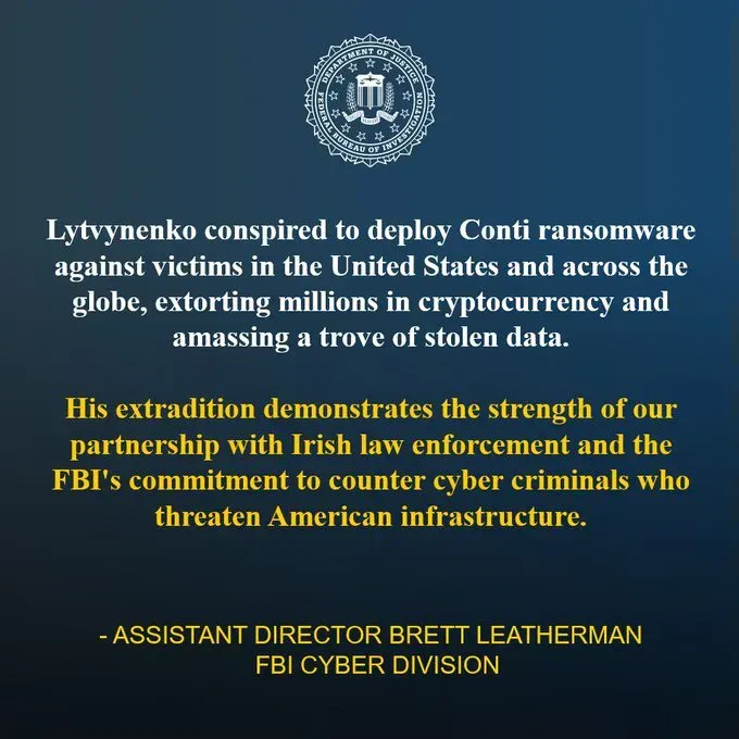 Ukrainian National Extradited from Ireland: Inside the Conti Ransomware Takedown